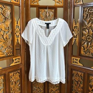 Grace Elements White Sheer Swiss Dot Blouse